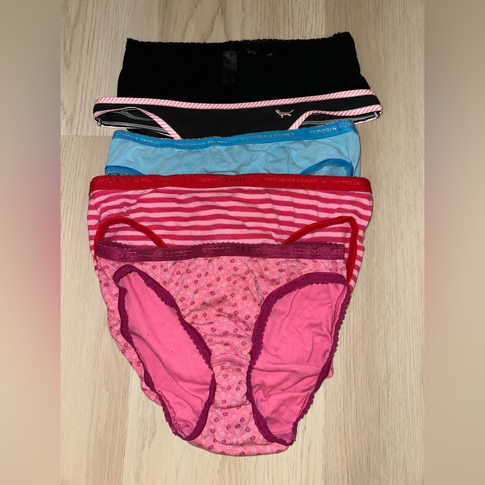 5 90s & Y2K Vintage Victorias Secret-VS Pink Thong-Bikini-High-Leg Brief Panties